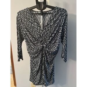 NWT Motherhood Maternity Navy Blue/Light Blue quarter sleeve dress size large